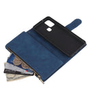 For Samsung Galaxy A21s Multifunctional Horizontal Flip Leather Case, with Card Slot & Holder & Zipper Wallet & Photo Frame(Blue)