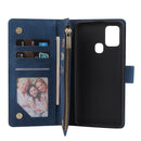 For Samsung Galaxy A21s Multifunctional Horizontal Flip Leather Case, with Card Slot & Holder & Zipper Wallet & Photo Frame(Blue)