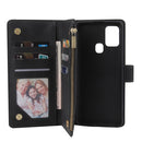 For Samsung Galaxy A21s Multifunctional Horizontal Flip Leather Case, with Card Slot & Holder & Zipper Wallet & Photo Frame(Black)