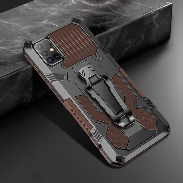 For Samsung Galaxy A51 Machine Armor Warrior Shockproof PC + TPU Protective Case(Coffee)