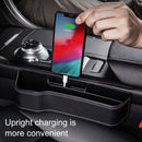 Car Multi-functional Console Box Cup Holder Seat Gap Side Storage Box, Leather Style, Color:Black(Main Driver Seat)