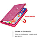 For iPhone X / XS Ultrathin Glitter Magnetic Horizontal Flip Leather Case with Holder & Card Slots(Rose Red)