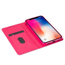 For iPhone X / XS Ultrathin Glitter Magnetic Horizontal Flip Leather Case with Holder & Card Slots(Rose Red)