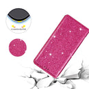 For iPhone X / XS Ultrathin Glitter Magnetic Horizontal Flip Leather Case with Holder & Card Slots(Rose Red)