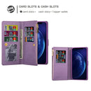 For iPhone 11 Pro Max Multi-card Slots Starry Sky Laser Carving Glitter Zipper Horizontal Flip Leather Case with Holder & Wallet & Lanyard(Purple)