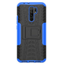 For Xiaomi Redmi 9 Tire Texture Shockproof TPU + PC Protective Case with Holder(Blue)