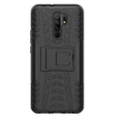 For Xiaomi Redmi 9 Tire Texture Shockproof TPU + PC Protective Case with Holder(Black)