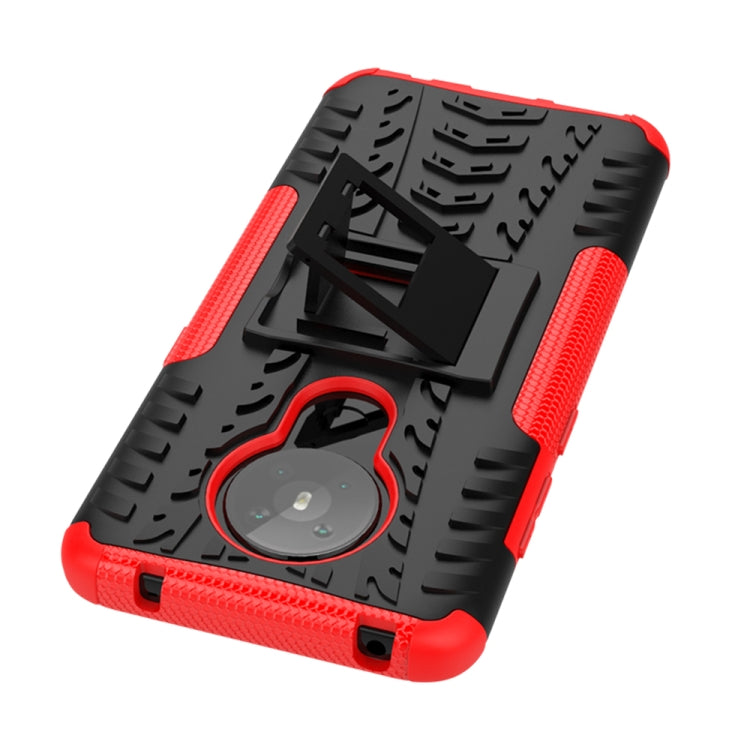 For Nokia 5.3 Tire Texture Shockproof TPU + PC Protective Case with Holder(Red)