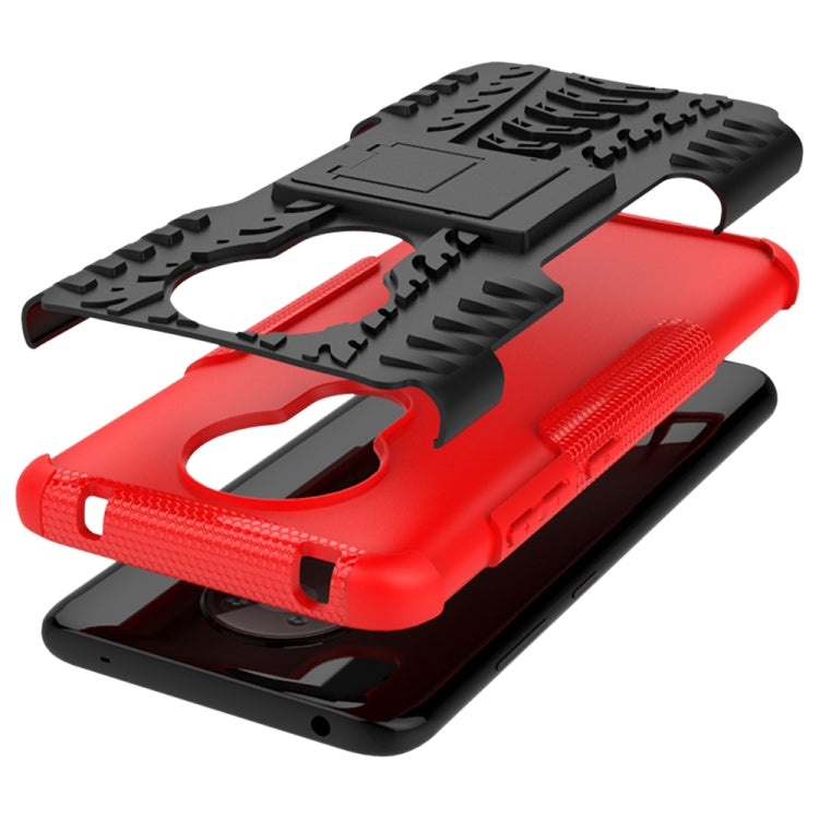 For Nokia 5.3 Tire Texture Shockproof TPU + PC Protective Case with Holder(Red)