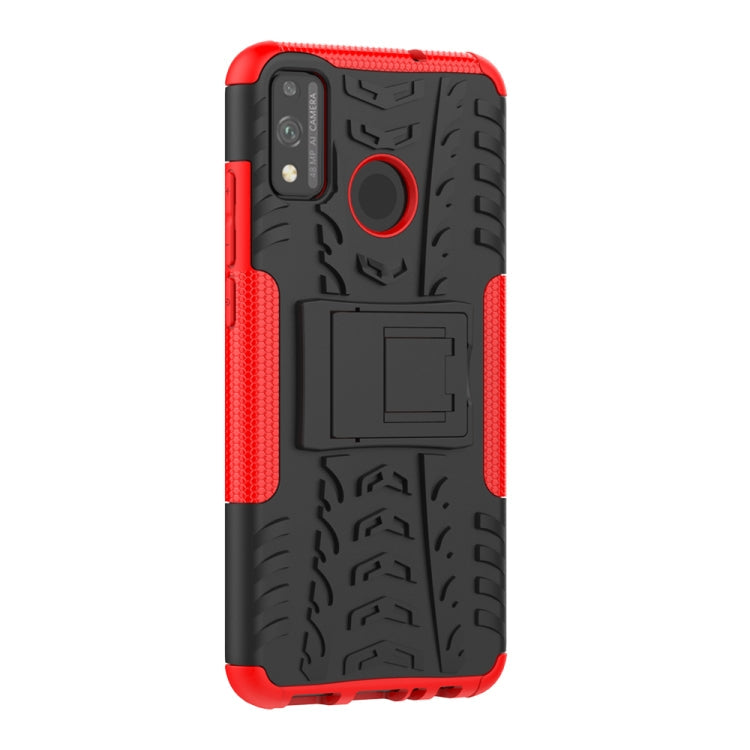 For Huawei Honor 9X Lite Tire / Honor 8X Texture Shockproof TPU + PC Protective Case with Holder(Red)