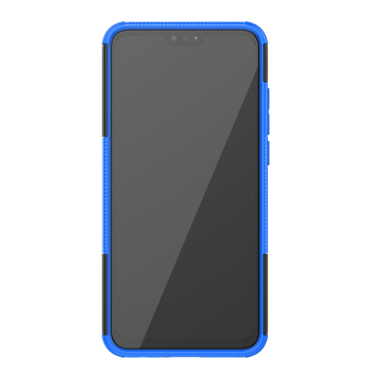 For Huawei Honor 9X Lite / Honor 8X Tire Texture Shockproof TPU + PC Protective Case with Holder(Blue)
