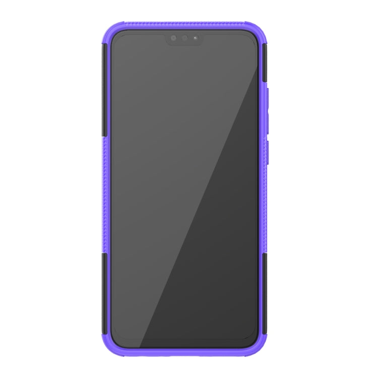 For Huawei Honor 9X Lite Tire / Honor 8X Texture Shockproof TPU + PC Protective Case with Holder(Purple)