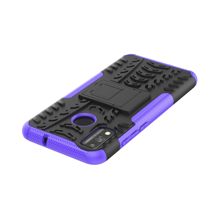 For Huawei Honor 9X Lite Tire / Honor 8X Texture Shockproof TPU + PC Protective Case with Holder(Purple)
