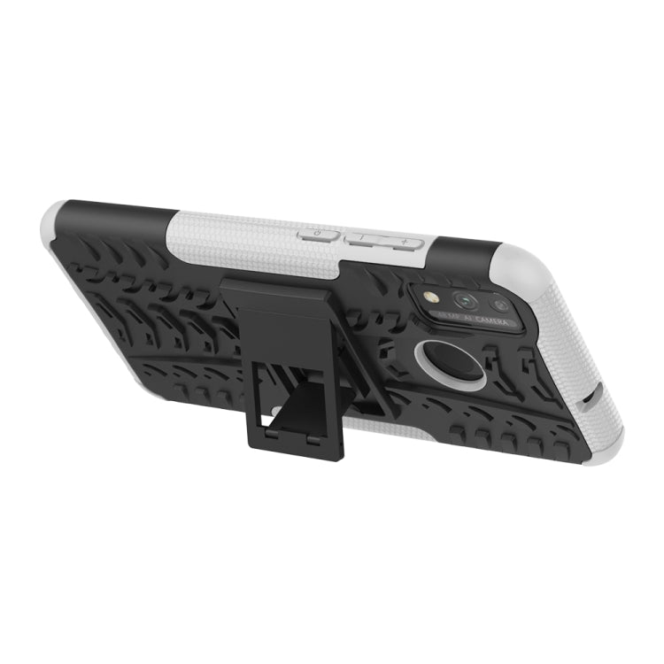 For Huawei Honor 9X Lite / Honor 8X Tire Texture Shockproof TPU + PC Protective Case with Holder(White)