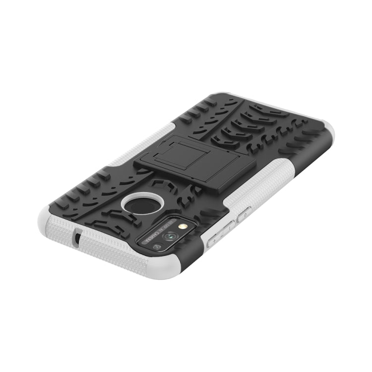 For Huawei Honor 9X Lite / Honor 8X Tire Texture Shockproof TPU + PC Protective Case with Holder(White)
