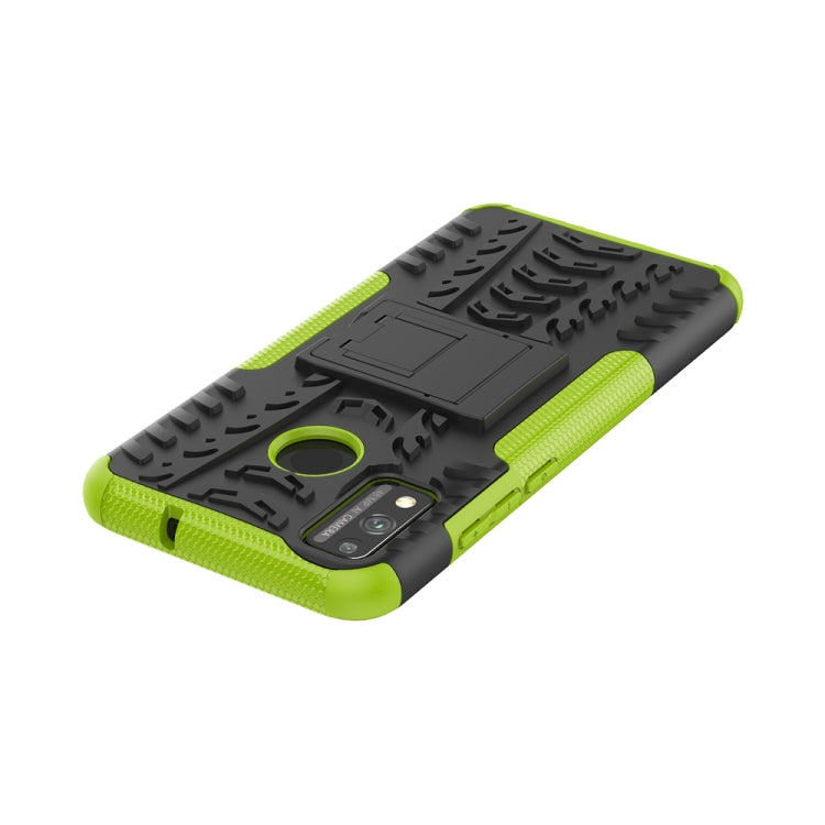 For Huawei Honor 9X Lite / Honor 8X Tire Texture Shockproof TPU + PC Protective Case with Holder(Green)