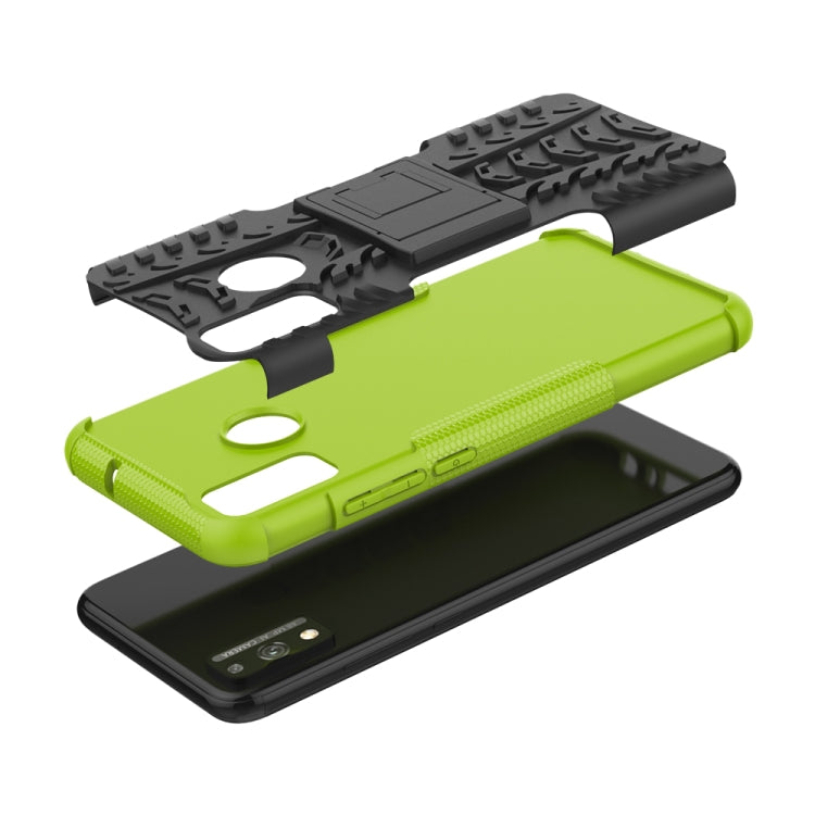 For Huawei Honor 9X Lite / Honor 8X Tire Texture Shockproof TPU + PC Protective Case with Holder(Green)