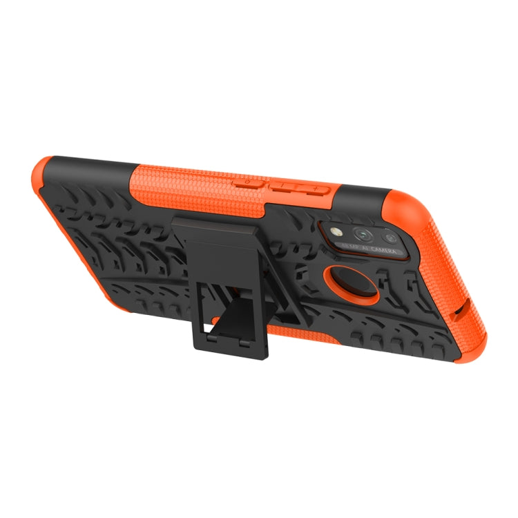 For Huawei Honor 9X Lite / Honor 8X Tire Texture Shockproof TPU + PC Protective Case with Holder(Orange)