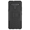 For LG K41S / K51S Tire Texture Shockproof TPU + PC Protective Case with Holder(Black)