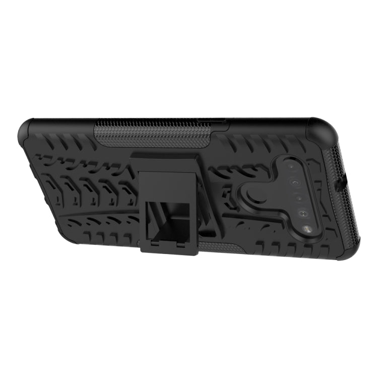 For LG K41S / K51S Tire Texture Shockproof TPU + PC Protective Case with Holder(Black)