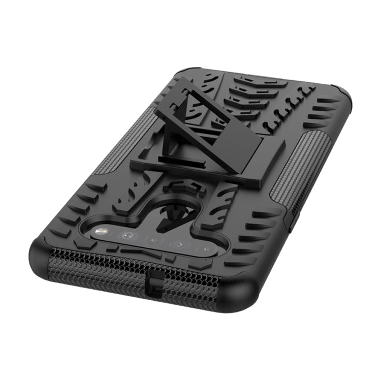 For LG K41S / K51S Tire Texture Shockproof TPU + PC Protective Case with Holder(Black)
