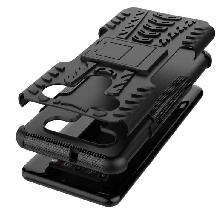 For LG K41S / K51S Tire Texture Shockproof TPU + PC Protective Case with Holder(Black)