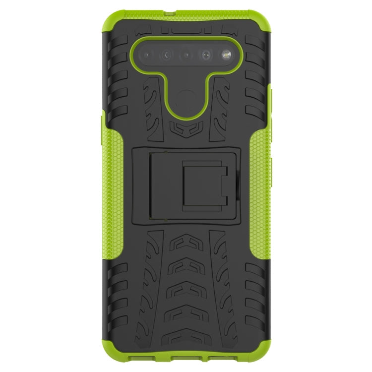 For LG K41S / K51S Tire Texture Shockproof TPU + PC Protective Case with Holder(Green)