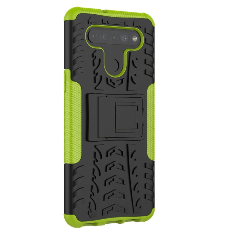 For LG K41S / K51S Tire Texture Shockproof TPU + PC Protective Case with Holder(Green)