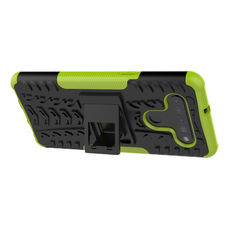 For LG K41S / K51S Tire Texture Shockproof TPU + PC Protective Case with Holder(Green)