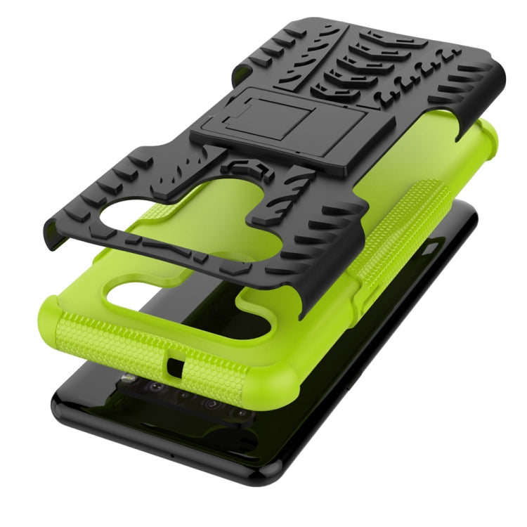 For LG K41S / K51S Tire Texture Shockproof TPU + PC Protective Case with Holder(Green)