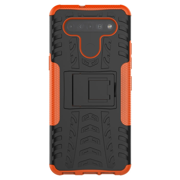 For LG K41S / K51S Tire Texture Shockproof TPU + PC Protective Case with Holder(Orange)