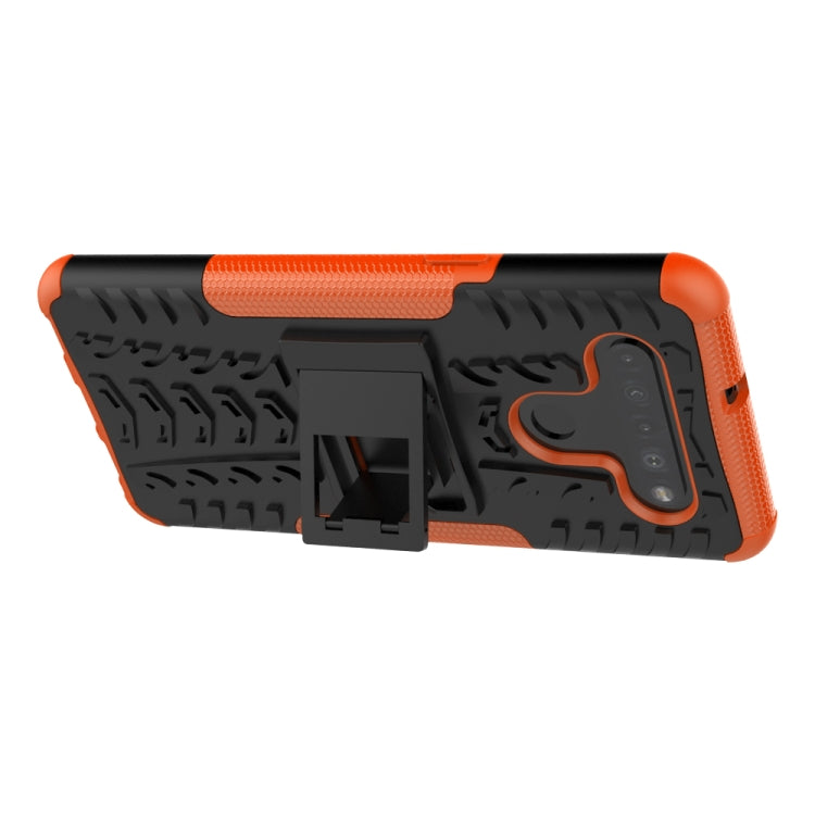 For LG K41S / K51S Tire Texture Shockproof TPU + PC Protective Case with Holder(Orange)
