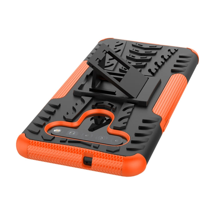 For LG K41S / K51S Tire Texture Shockproof TPU + PC Protective Case with Holder(Orange)