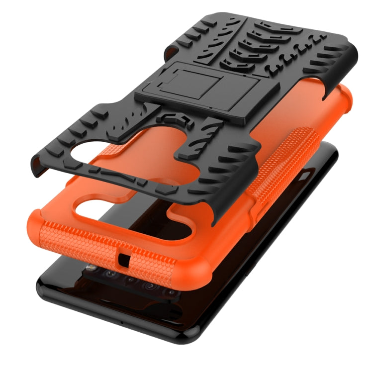 For LG K41S / K51S Tire Texture Shockproof TPU + PC Protective Case with Holder(Orange)