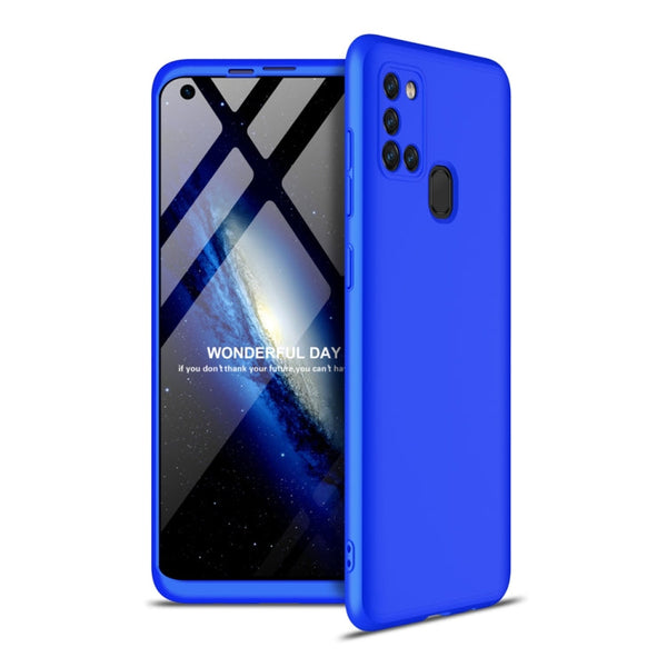 For Samsung Galaxy A21s GKK Three Stage Splicing Full Coverage PC Protective Case(Blue)