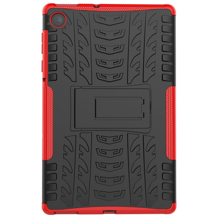 For Lenovo Tab M10 Plus TB-X606F Tire Texture Shockproof TPU+PC Protective Case with Holder(Red)