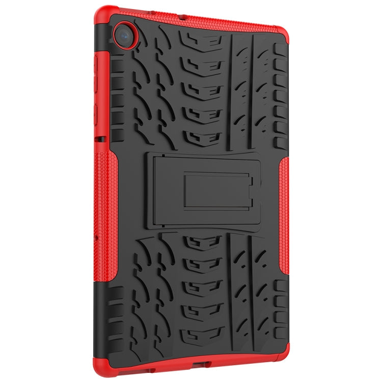 For Lenovo Tab M10 Plus TB-X606F Tire Texture Shockproof TPU+PC Protective Case with Holder(Red)