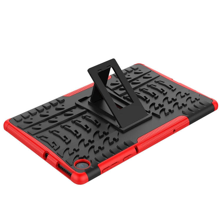 For Lenovo Tab M10 Plus TB-X606F Tire Texture Shockproof TPU+PC Protective Case with Holder(Red)