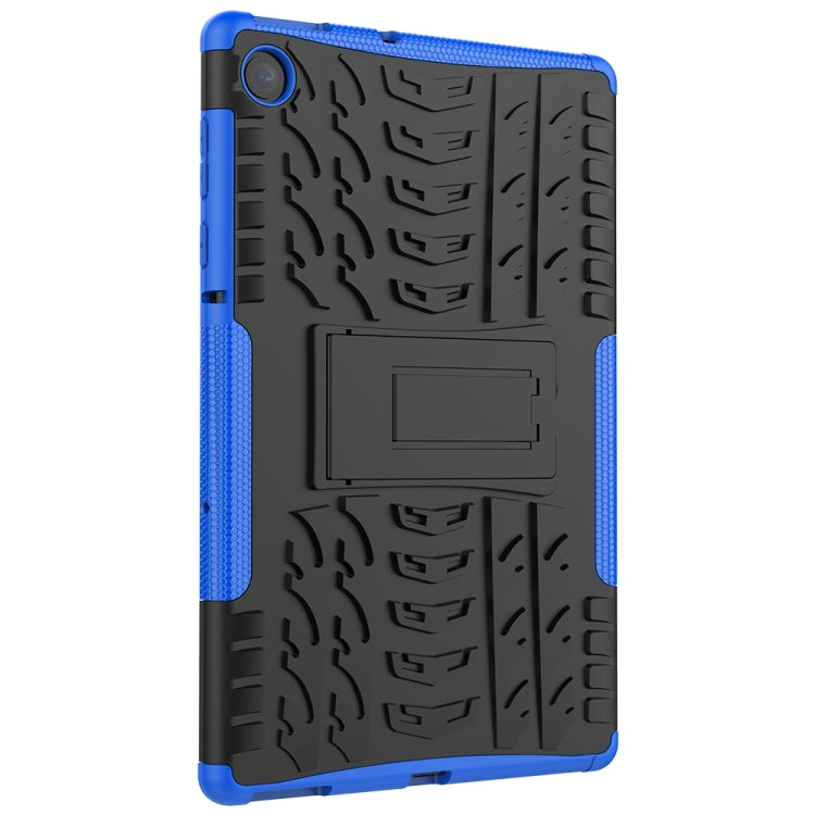 For Lenovo Tab M10 Plus TB-X606F Tire Texture Shockproof TPU+PC Protective Case with Holder(Blue)