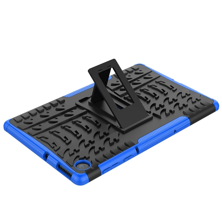 For Lenovo Tab M10 Plus TB-X606F Tire Texture Shockproof TPU+PC Protective Case with Holder(Blue)