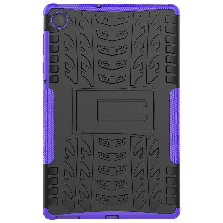 For Lenovo Tab M10 Plus TB-X606F Tire Texture Shockproof TPU+PC Protective Case with Holder(Purple)