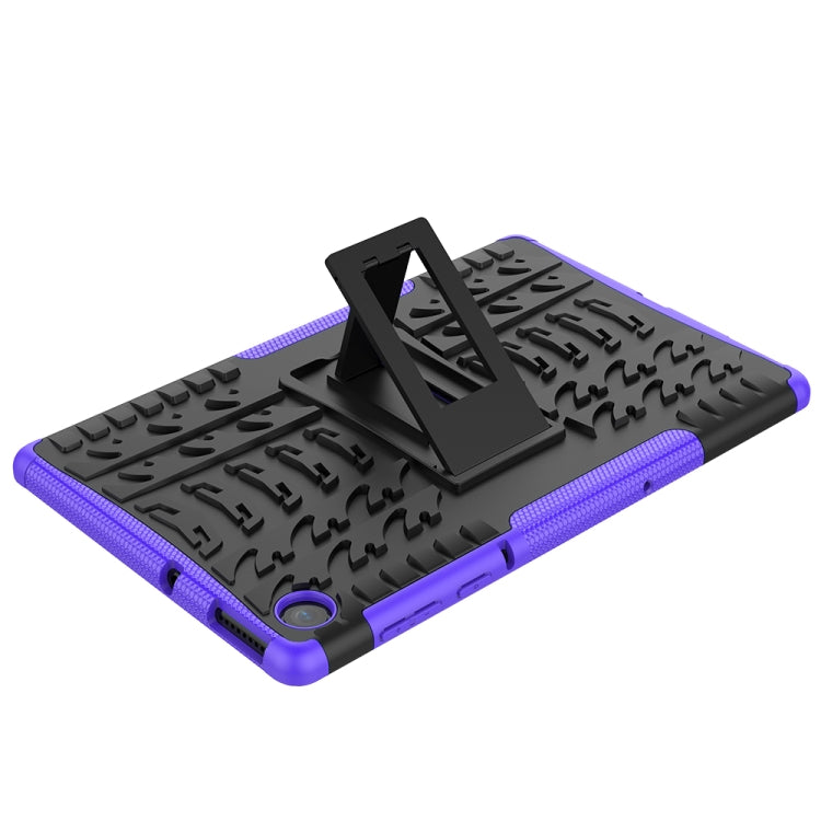 For Lenovo Tab M10 Plus TB-X606F Tire Texture Shockproof TPU+PC Protective Case with Holder(Purple)