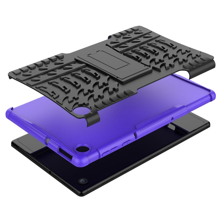 For Lenovo Tab M10 Plus TB-X606F Tire Texture Shockproof TPU+PC Protective Case with Holder(Purple)