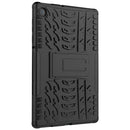 For Lenovo Tab M10 Plus TB-X606F Tire Texture Shockproof TPU+PC Protective Case with Holder(Black)