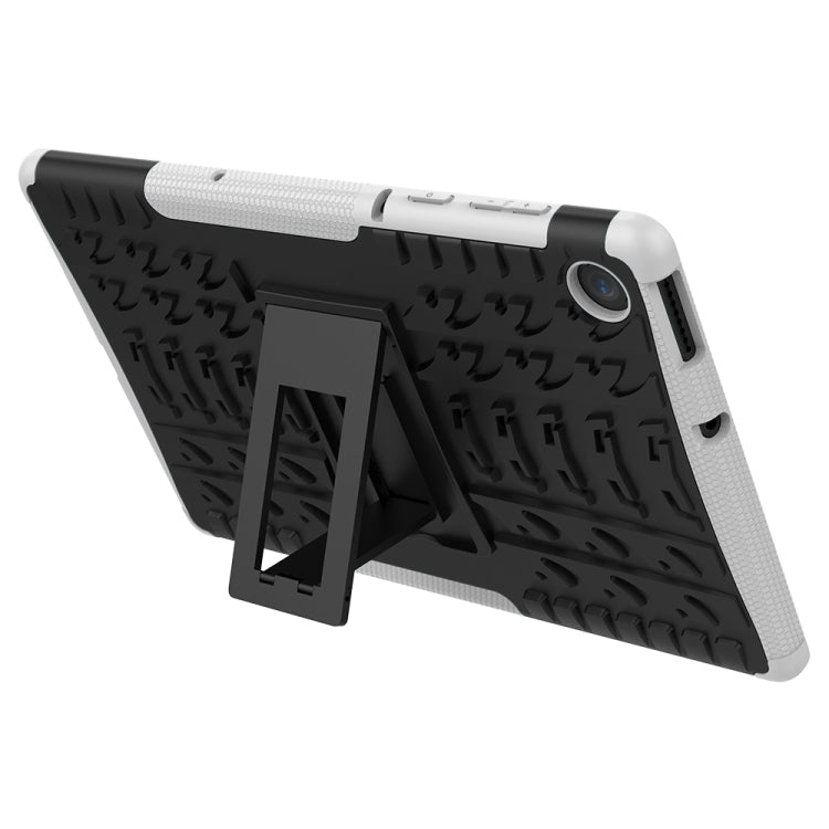 For Lenovo Tab M10 Plus TB-X606F Tire Texture Shockproof TPU+PC Protective Case with Holder(White)