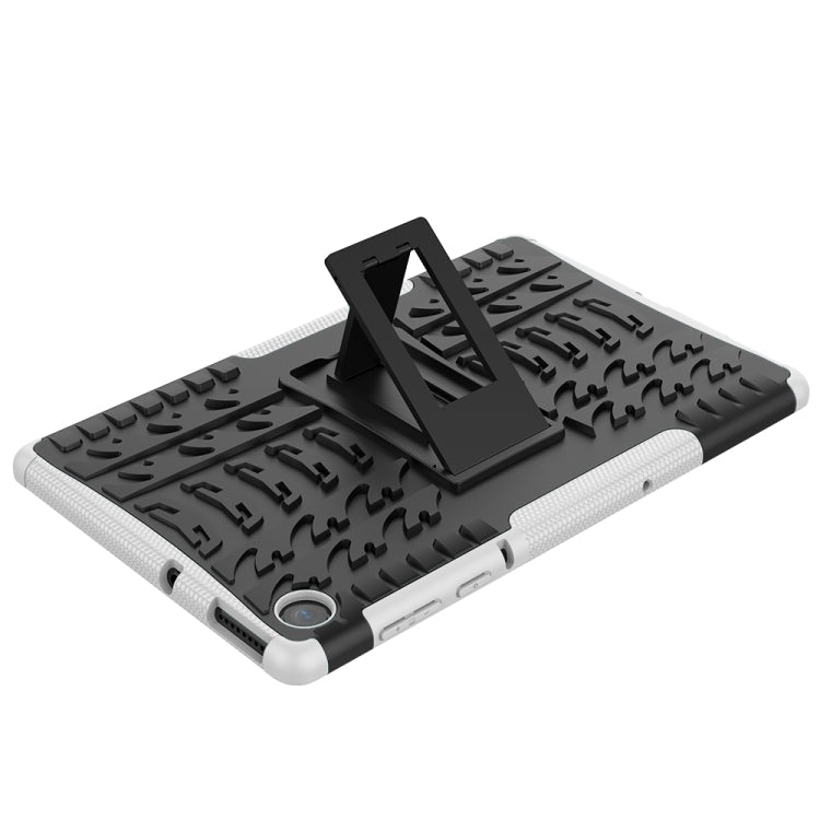 For Lenovo Tab M10 Plus TB-X606F Tire Texture Shockproof TPU+PC Protective Case with Holder(White)