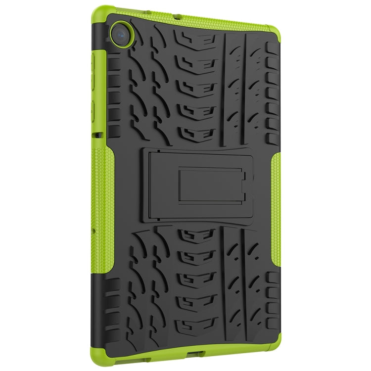For Lenovo Tab M10 Plus TB-X606F Tire Texture Shockproof TPU+PC Protective Case with Holder(Green)