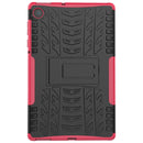 For Lenovo Tab M10 Plus TB-X606F Tire Texture Shockproof TPU+PC Protective Case with Holder(Rose Red)
