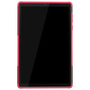 For Lenovo Tab M10 Plus TB-X606F Tire Texture Shockproof TPU+PC Protective Case with Holder(Rose Red)