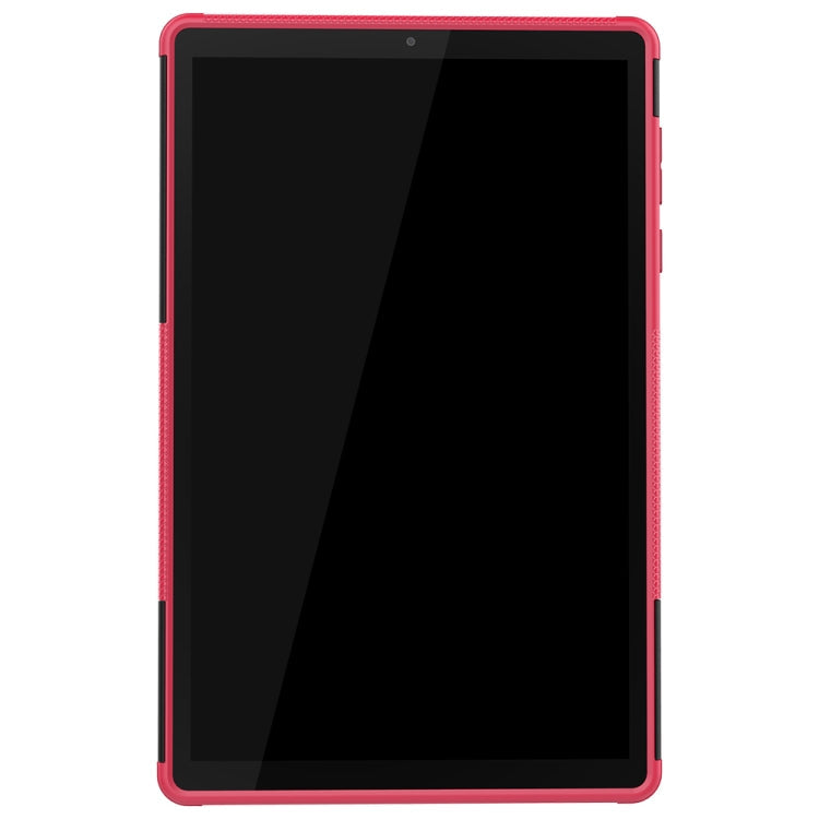 For Lenovo Tab M10 Plus TB-X606F Tire Texture Shockproof TPU+PC Protective Case with Holder(Rose Red)